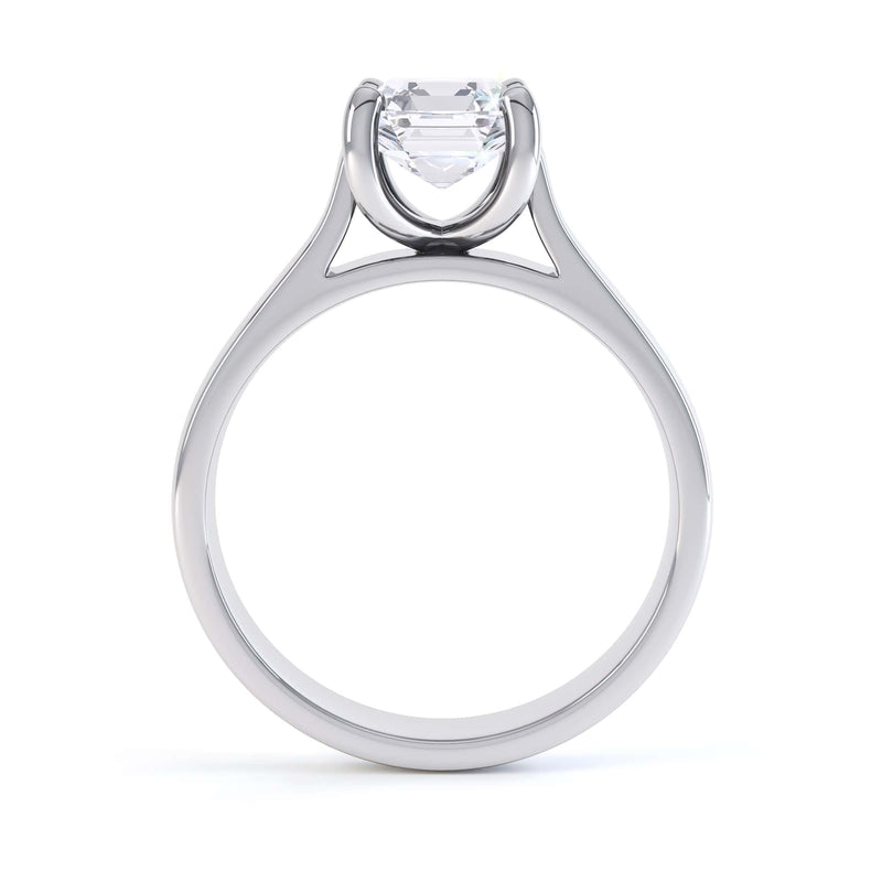 Asscher Cut Centre Stone, 4 claw, Diamond Engagement Ring with Parrallel Shoulders