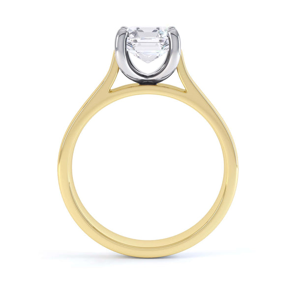 Asscher Cut Centre Stone, 4 claw, Diamond Engagement Ring with Parrallel Shoulders