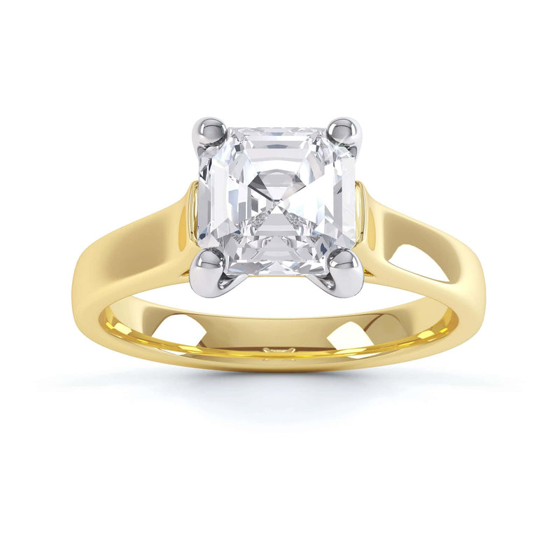 Asscher Cut Centre Stone, 4 claw, Diamond Engagement Ring with Parrallel Shoulders