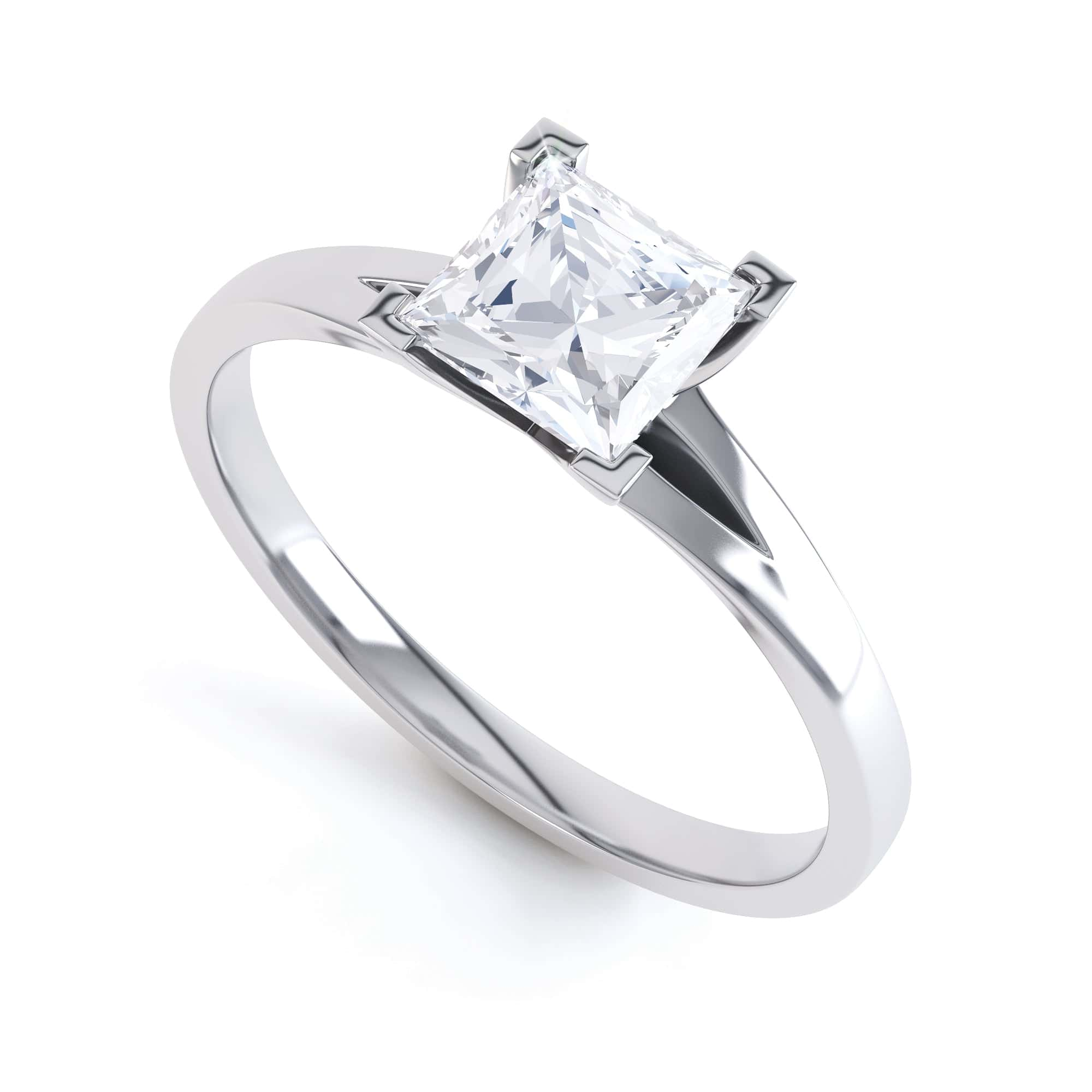 Princess Cut Centre Stone, 4 V claw, Diamond Engagement Ring