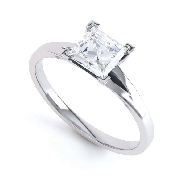 Princess Cut Centre Stone, 4 V claw, Diamond Engagement Ring