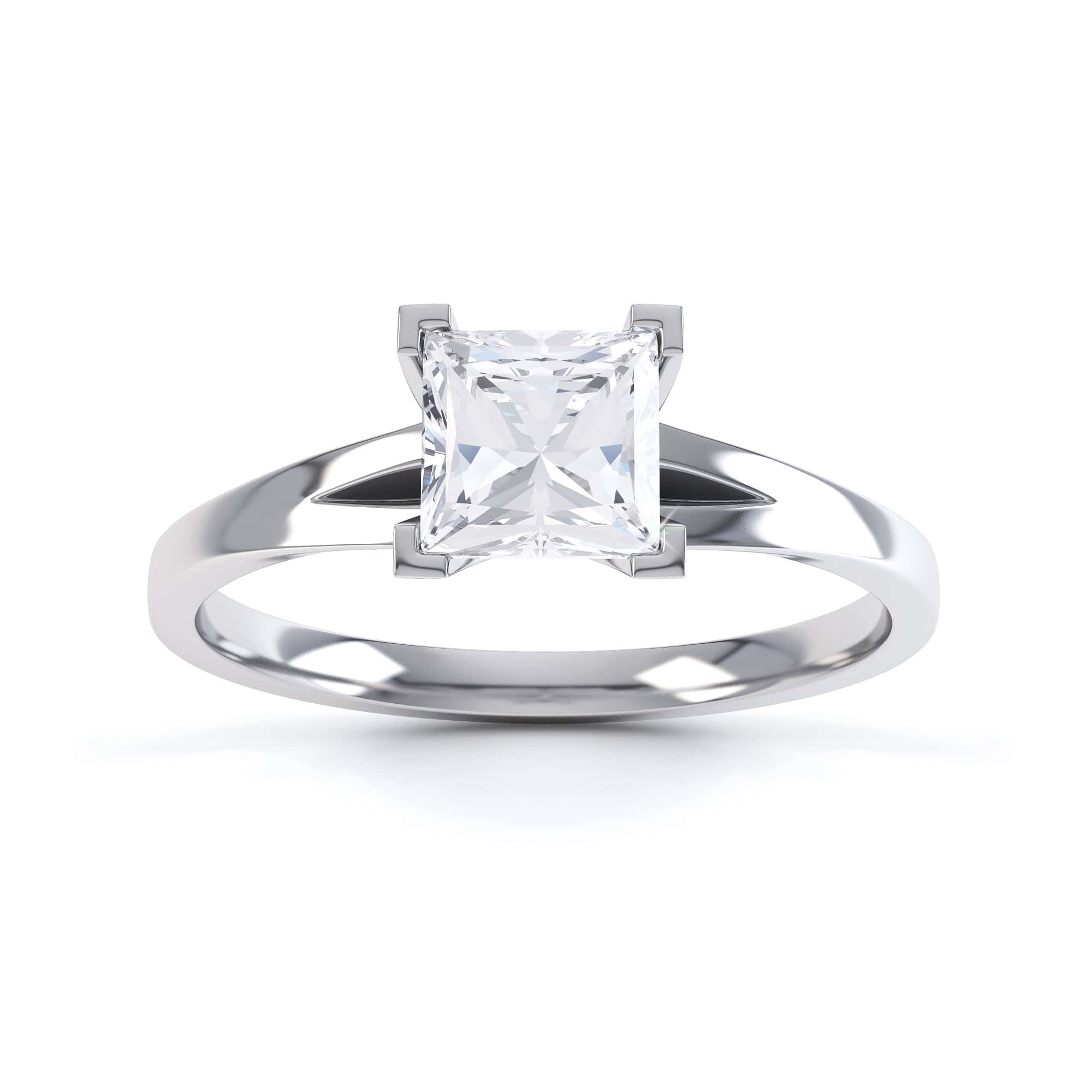 Princess Cut Centre Stone, 4 V claw, Diamond Engagement Ring