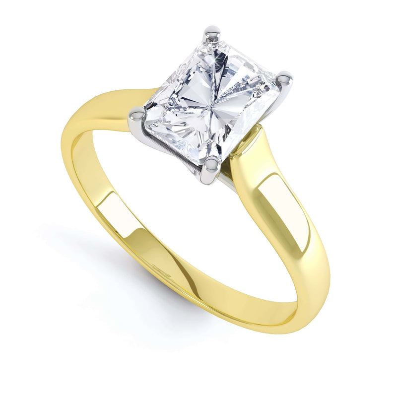 Radiant Cut Centre Stone, 4 claw, Diamond Engagement Ring with Parrallel Shoulders