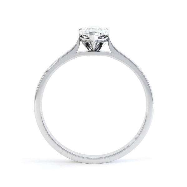 Diamond Solitaire Engagement Ring with Pear Shape Diamond and tapered point shoulders