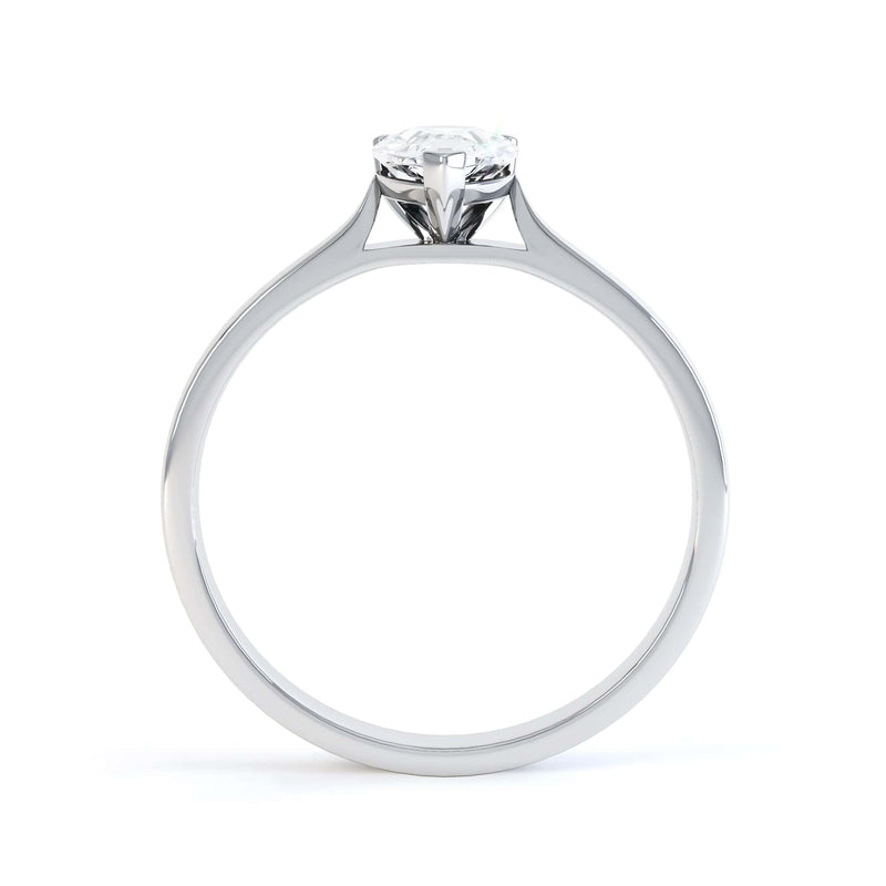Diamond Solitaire Engagement Ring with Pear Shape Diamond and tapered point shoulders