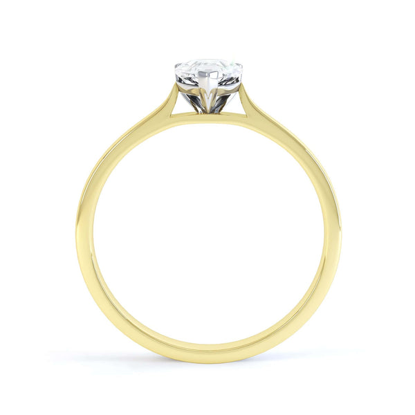 Diamond Solitaire Engagement Ring with Pear Shape Diamond and tapered point shoulders