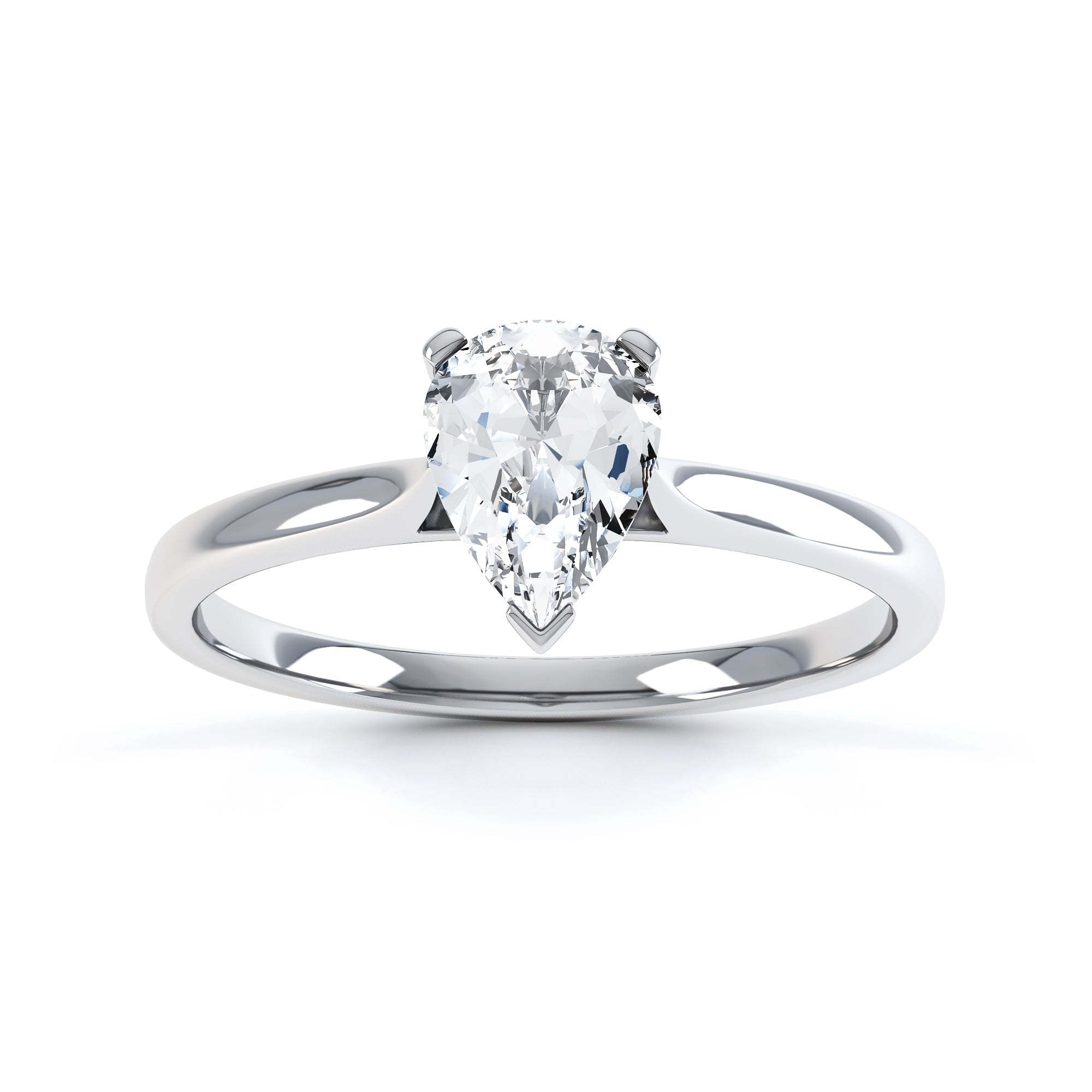 Diamond Engagement Ring- Pear Shaped, V claws Solitaire With Knife Edge Shank