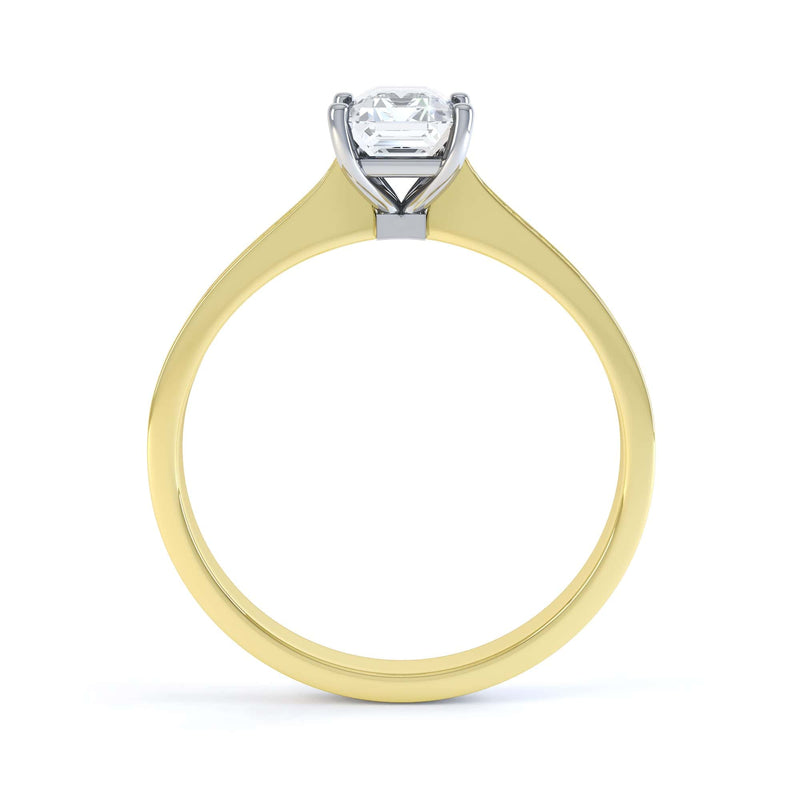 Emerald Cut Diamond Solitaire Engagement Ring With Diamond Shoulders