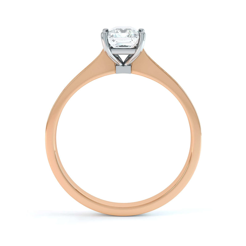 Emerald Cut Diamond Solitaire Engagement Ring With Diamond Shoulders