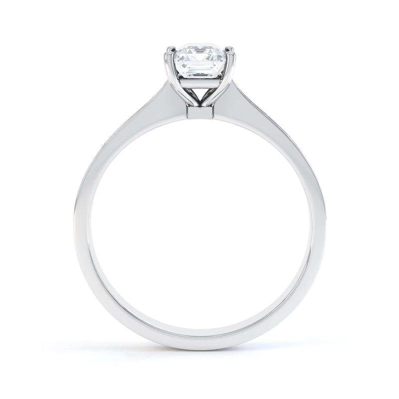 Emerald Cut Diamond Solitaire Engagement Ring With Diamond Shoulders