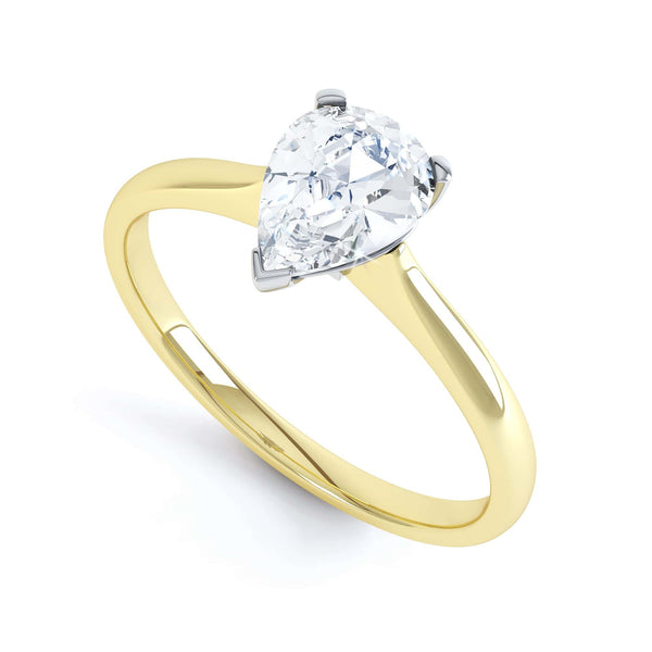 Diamond Solitaire Engagement Ring with a Pear Shape Diamond with a Knife Edge shoulders