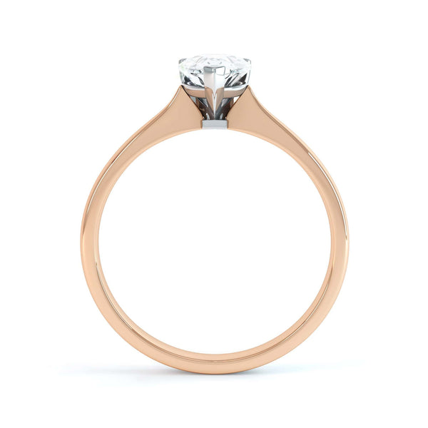 Diamond Solitaire Engagement Ring with a Pear Shape Diamond with a Knife Edge shoulders