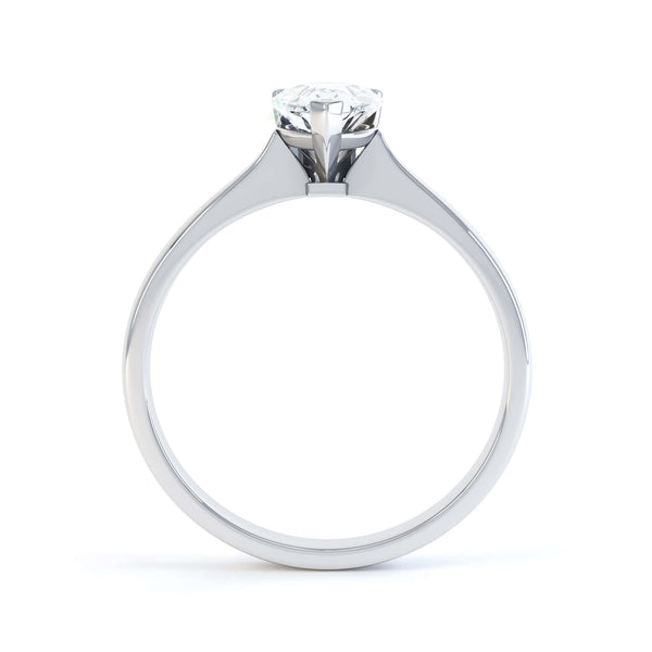 Diamond Solitaire Engagement Ring with a Pear Shape Diamond with a Knife Edge shoulders