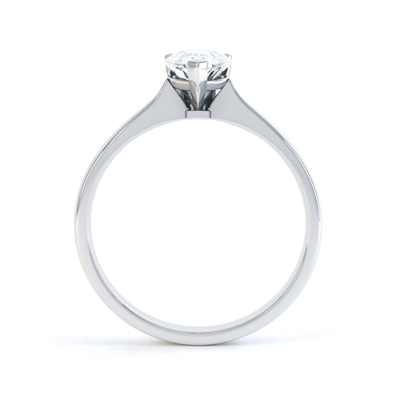 Diamond Solitaire Engagement Ring with a Pear Shape Diamond with a Knife Edge shoulders