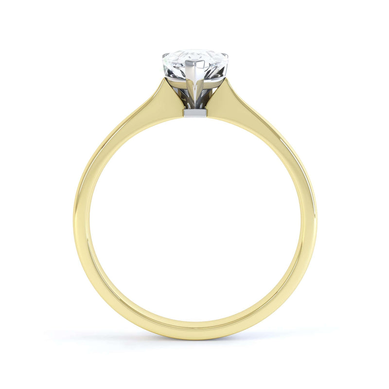 Diamond Solitaire Engagement Ring with a Pear Shape Diamond with a Knife Edge shoulders
