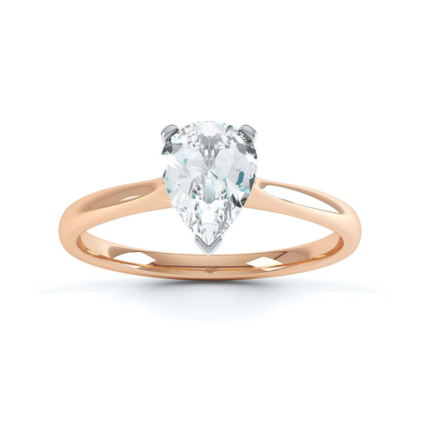 Diamond Solitaire Engagement Ring with a Pear Shape Diamond with a Knife Edge shoulders