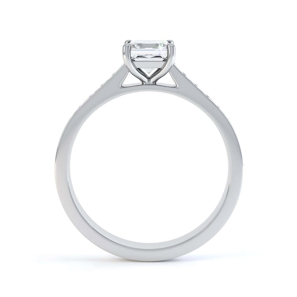 Princess Shaped Solitaire With Princess Diamonds Set Shoulders