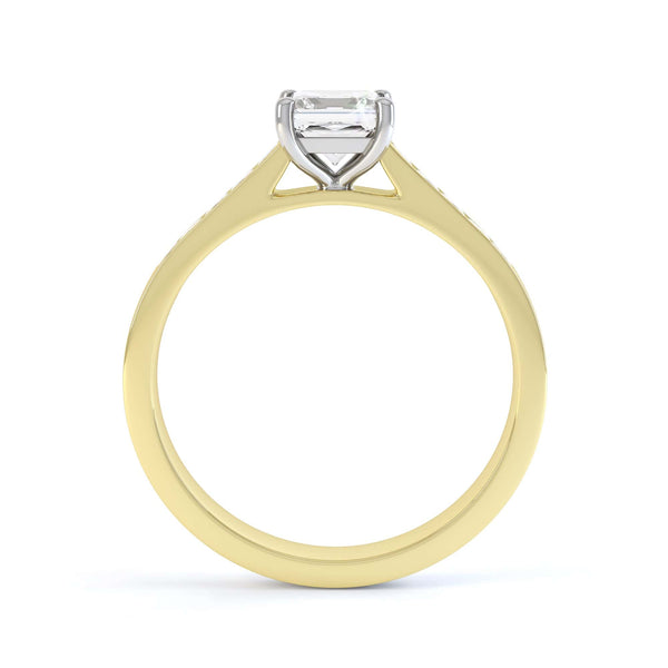 Princess Shaped Solitaire With Princess Diamonds Set Shoulders