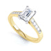 Emerald Cut Diamond Solitaire Engagement Ring With Diamond Shoulders