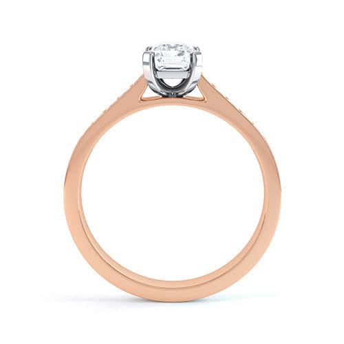 Emerald Cut Diamond Solitaire Engagement Ring With Diamond Shoulders