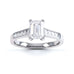 Emerald Cut Diamond Solitaire Engagement Ring With Diamond Shoulders