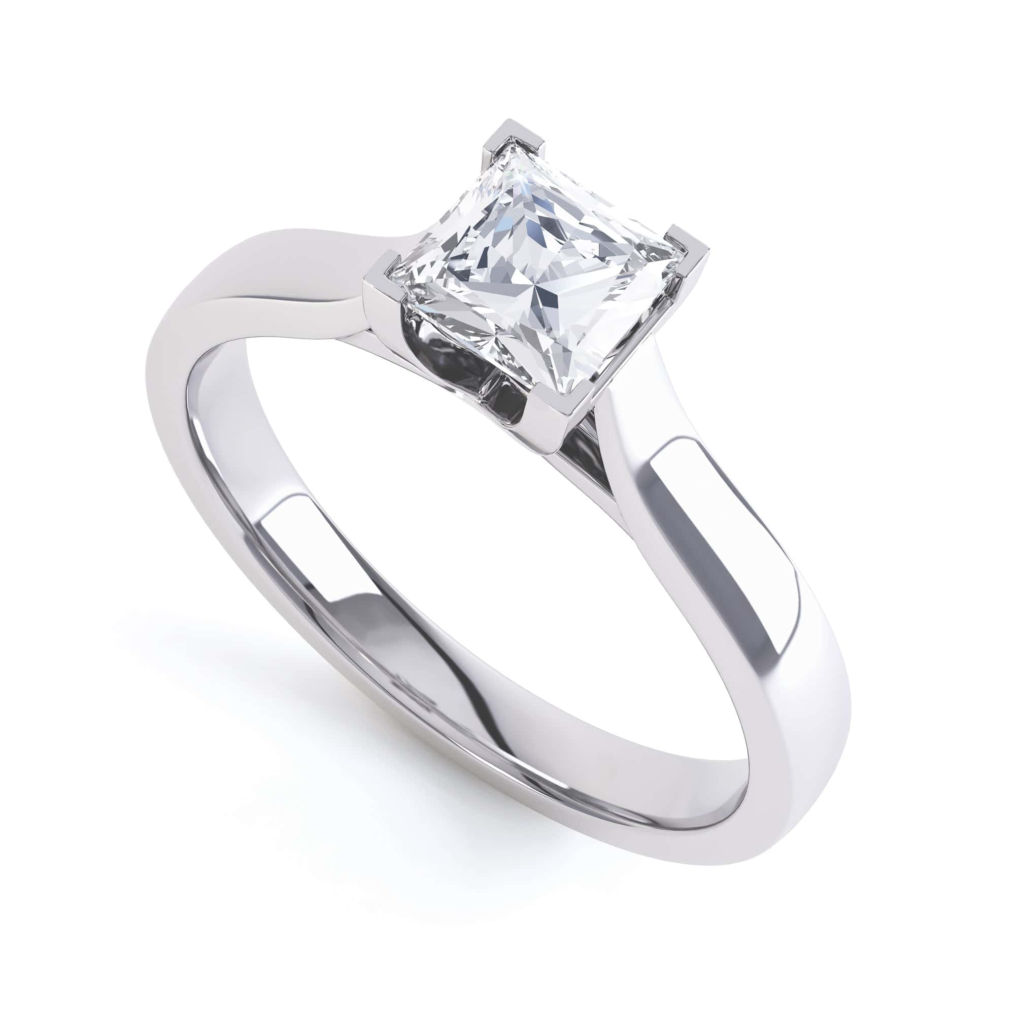 Princess Cut Centre Stone, 4 V claw, Diamond Engagement Ring