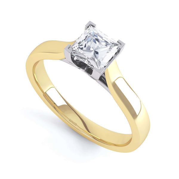 Princess Cut Centre Stone, 4 V claw, Diamond Engagement Ring