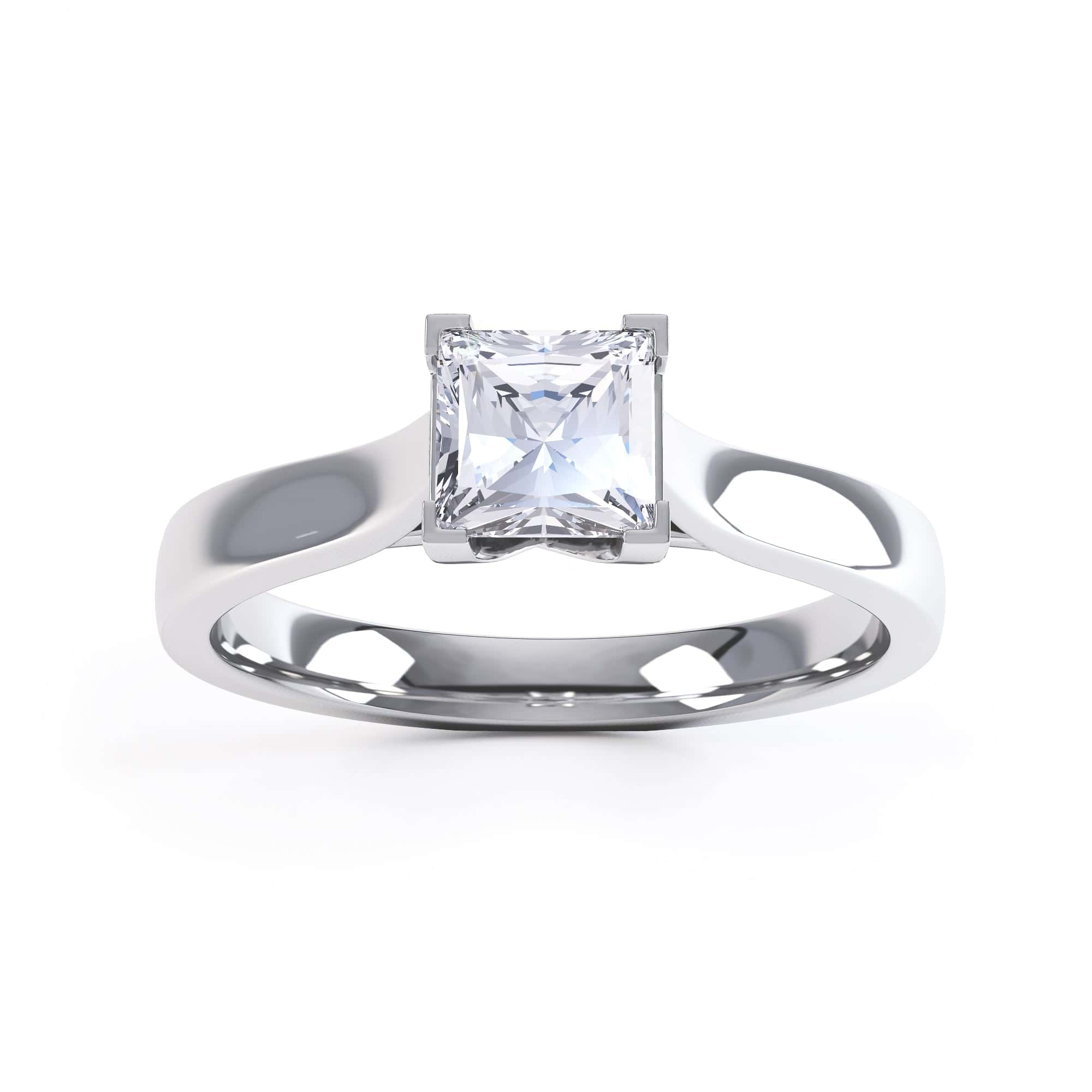 Princess Cut Centre Stone, 4 V claw, Diamond Engagement Ring