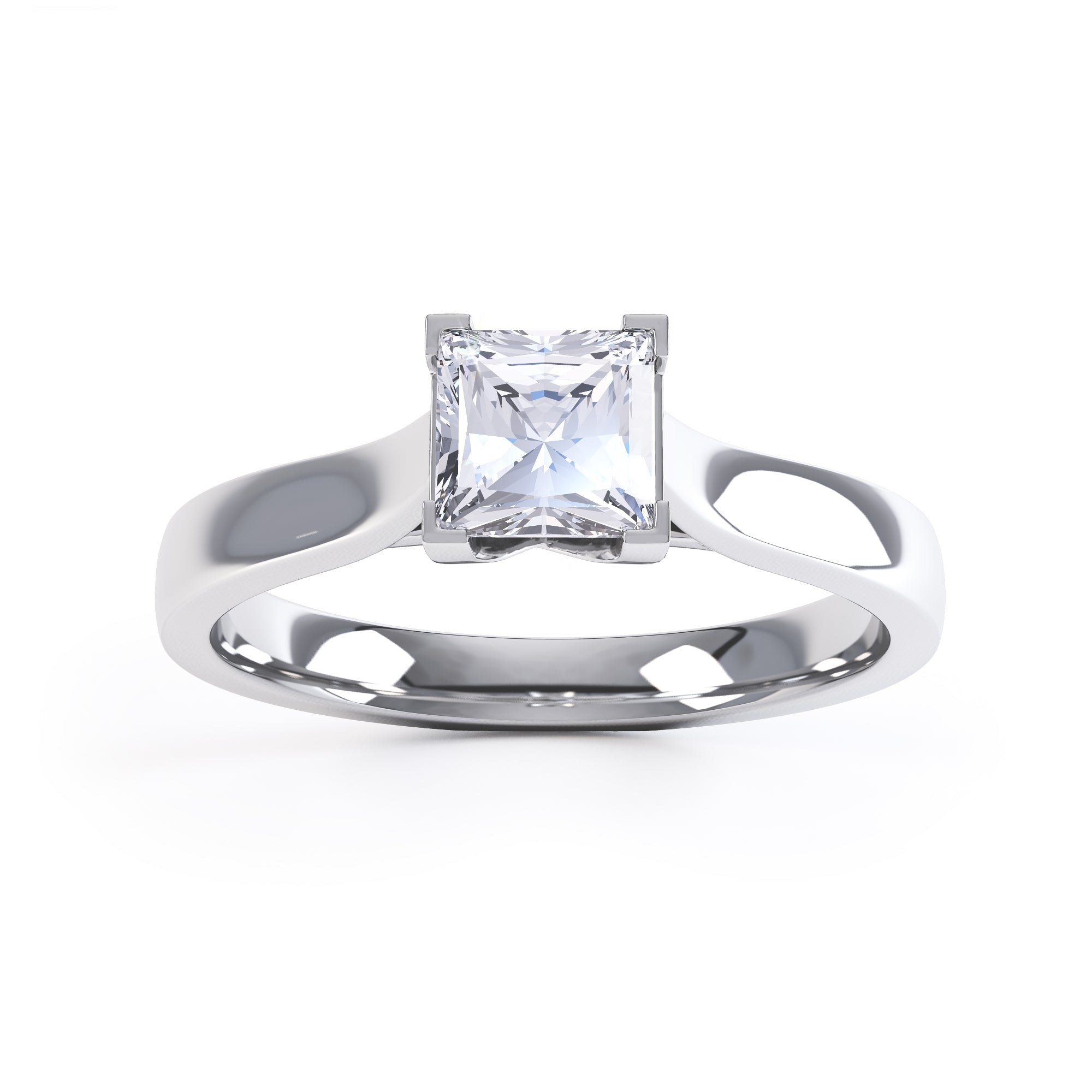 Princess Cut Centre Stone, 4 V claw, Diamond Engagement Ring
