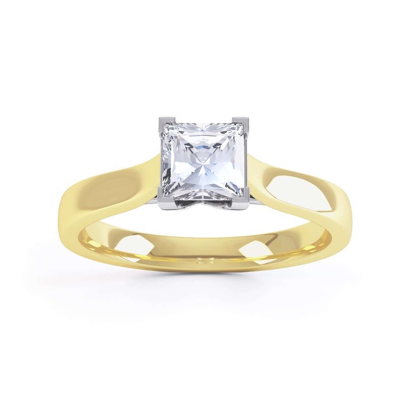 Princess Cut Centre Stone, 4 V claw, Diamond Engagement Ring