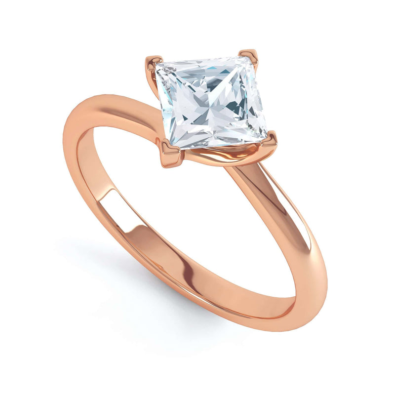 Princess Cut Centre Stone, Four Claw Twist, Diamond Engagement Ring