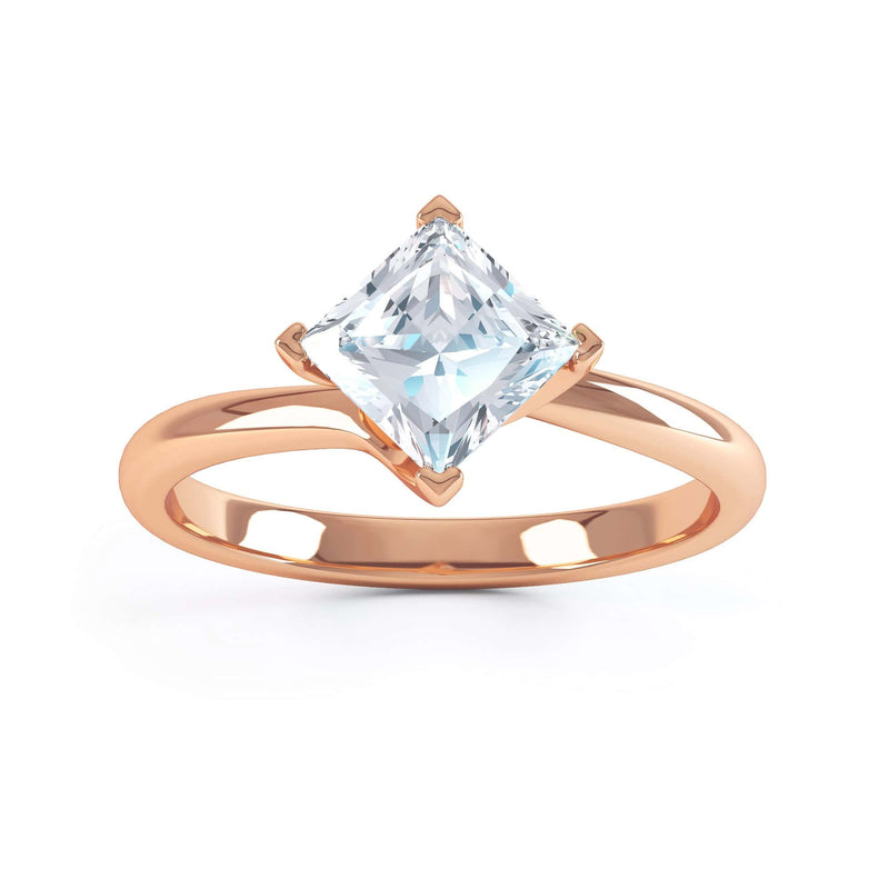 Princess Cut Centre Stone, Four Claw Twist, Diamond Engagement Ring