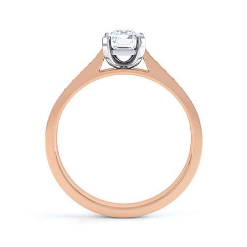 Emerald Cut Diamond Solitaire Engagement Ring with Diamond Shoulders