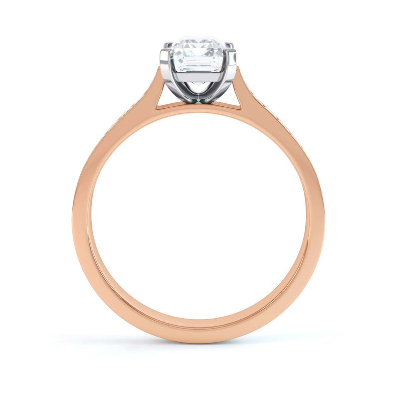 Emerald Cut Diamond Solitaire Engagement Ring with diamond shoulders