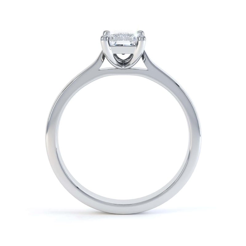 Diamond Engagement Ring- Emerald Corner Claw Tapered Shoulders