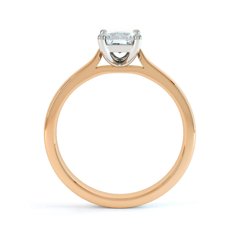 Diamond Engagement Ring- Emerald Corner Claw Tapered Shoulders