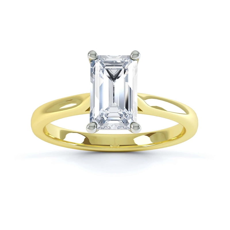 Diamond Engagement Ring- Emerald Corner Claw Tapered Shoulders