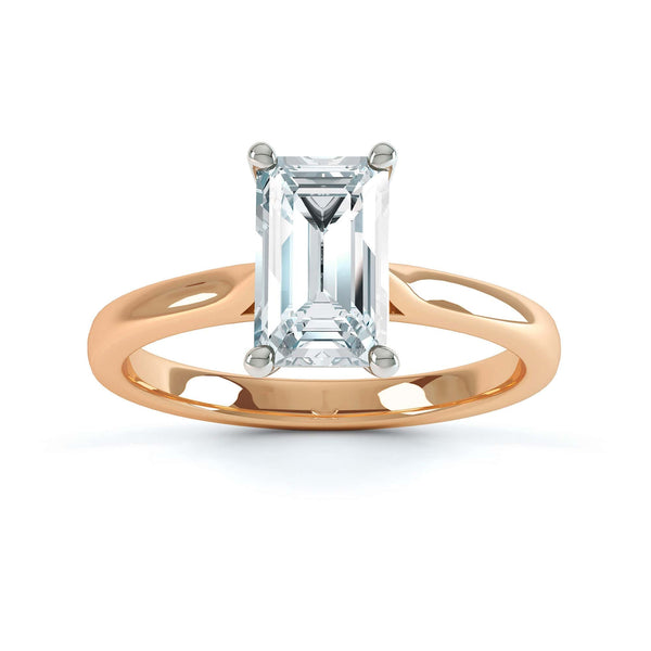 Diamond Engagement Ring- Emerald Corner Claw Tapered Shoulders