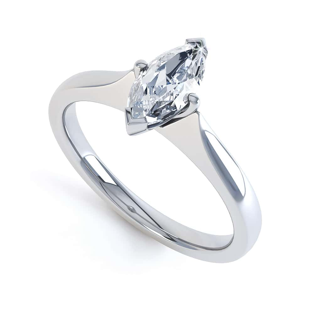 Marquise Cut Centre Stone, Two V claw, Diamond Engagement Ring with Knife Edge Shoulders