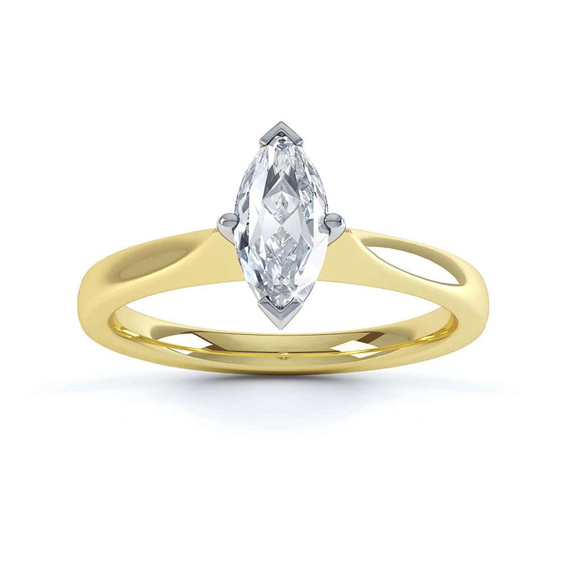 Marquise Cut Centre Stone, Two V claw, Diamond Engagement Ring with Knife Edge Shoulders