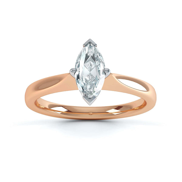 Marquise Cut Centre Stone, Two V claw, Diamond Engagement Ring with Knife Edge Shoulders