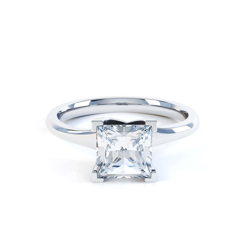 Princess Cut Centre Stone, Four V Claw, Parallel Shoulders, Diamond Engagement Ring