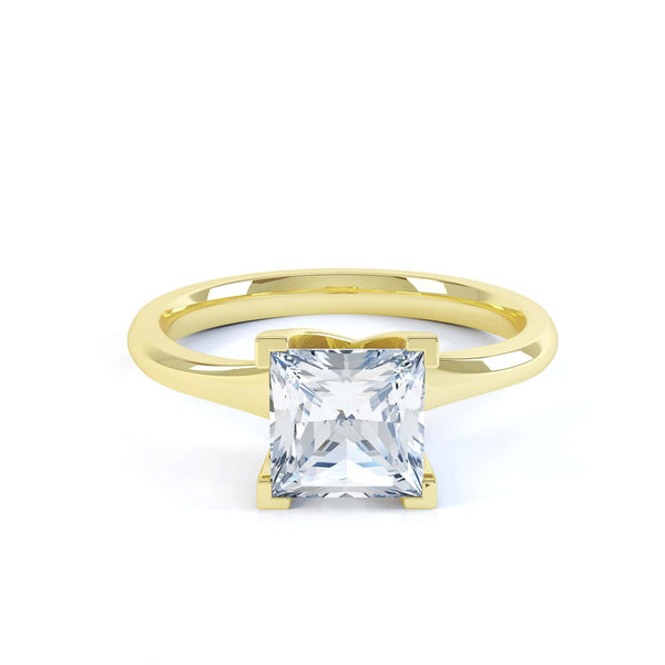 Princess Cut Centre Stone, Four V Claw, Parallel Shoulders, Diamond Engagement Ring