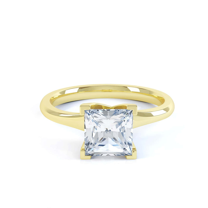 Princess Cut Centre Stone, Four V Claw, Parallel Shoulders, Diamond Engagement Ring