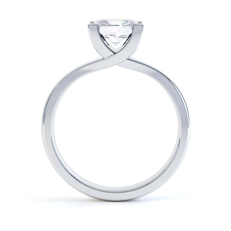 Princess Cut Centre Stone, Four V Claw, Parallel Shoulders, Diamond Engagement Ring