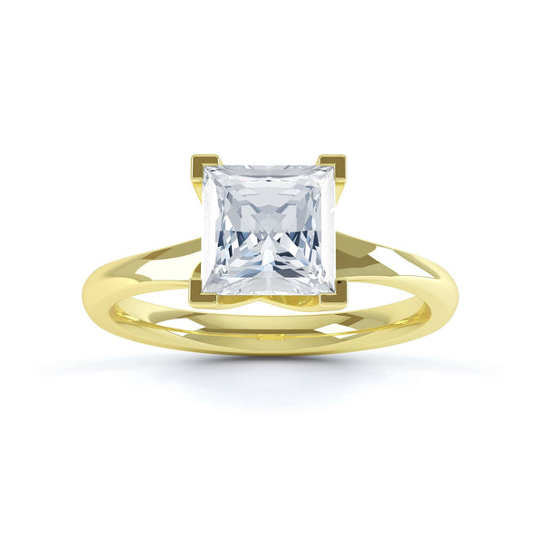 Princess Cut Centre Stone, Four V Claw, Parallel Shoulders, Diamond Engagement Ring