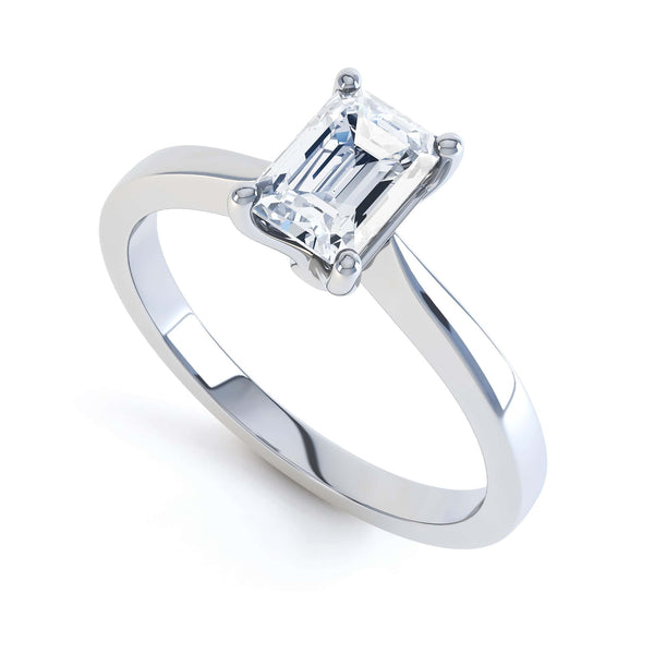 Emerald Cut Diamond Solitaire Engagement Ring
