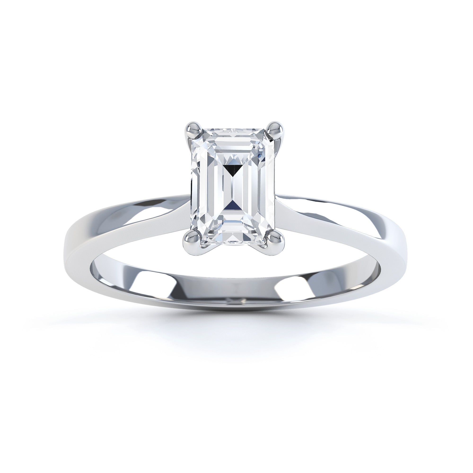 Diamond Engagement Ring- Emerald Corner Claw Knife Edge Shoulders