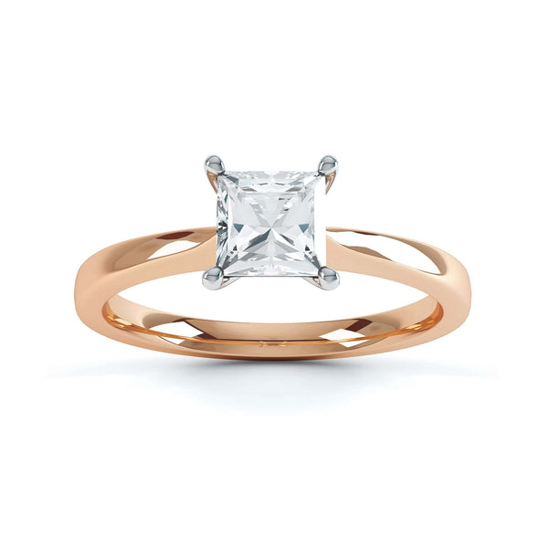 Princess Cut Centre Stone, 4 Claw, Knife Edge Shoulders, Diamond Engagement Ring