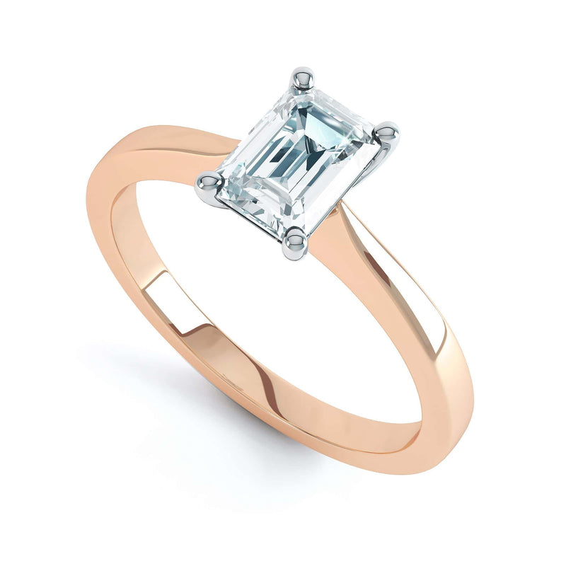 Diamond Engagement Ring- Emerald Corner Claw Knife Edge Shoulders